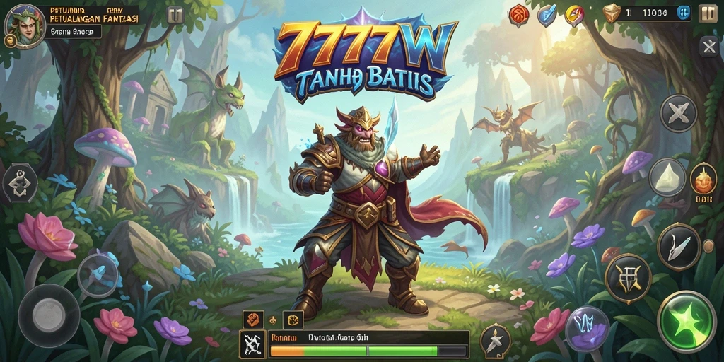 Tampilan gameplay menarik dari 7777W di dunia petualangan RPG.