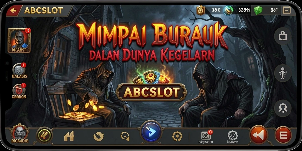 Tampilan gameplay mencekam dalam ABCSLOT dengan atmosfer horor yang mendalam.