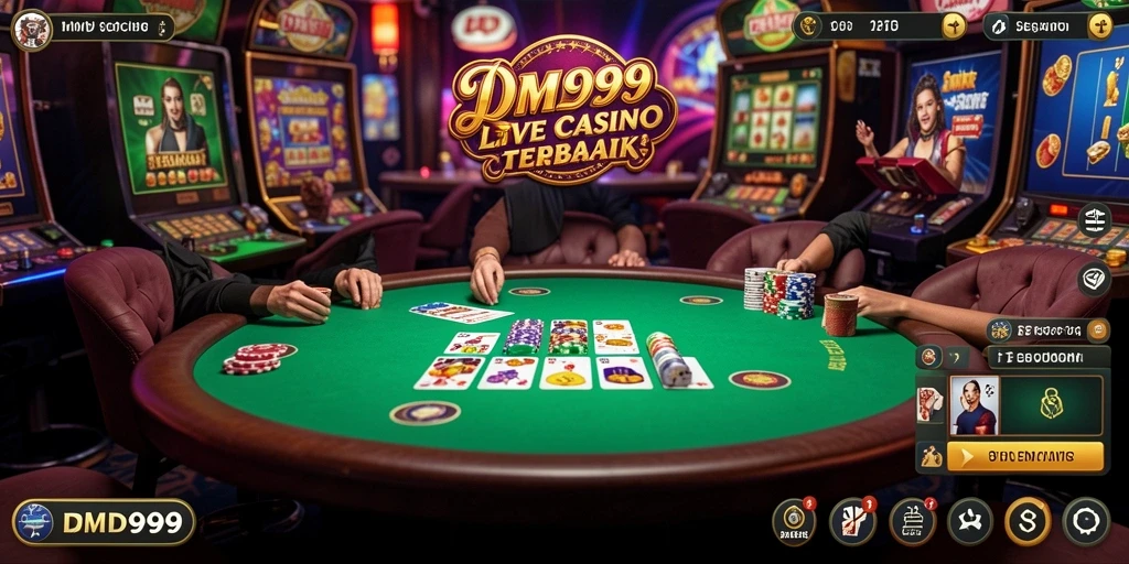Tampilan gameplay DMD999 dengan dealer langsung dan permainan yang seru.