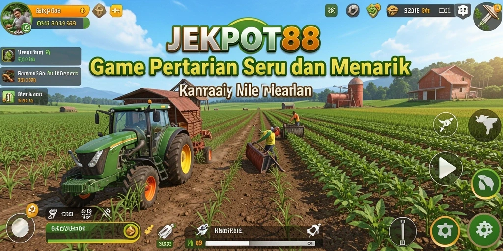 Screenshot JEKPOT88 menampilkan kebun yang subur dengan berbagai tanaman dan hewan.