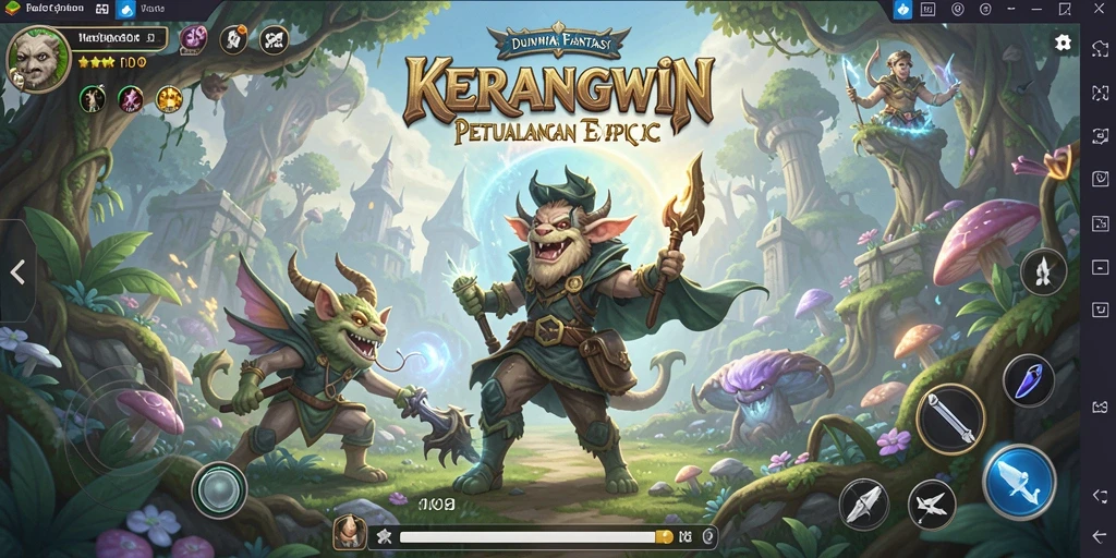 Screenshot memperlihatkan pertarungan seru dengan karakter yang unik di KERANGWIN.