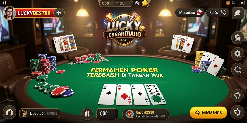 Tampilan menarik dari gameplay poker di LUCKYBEST88.