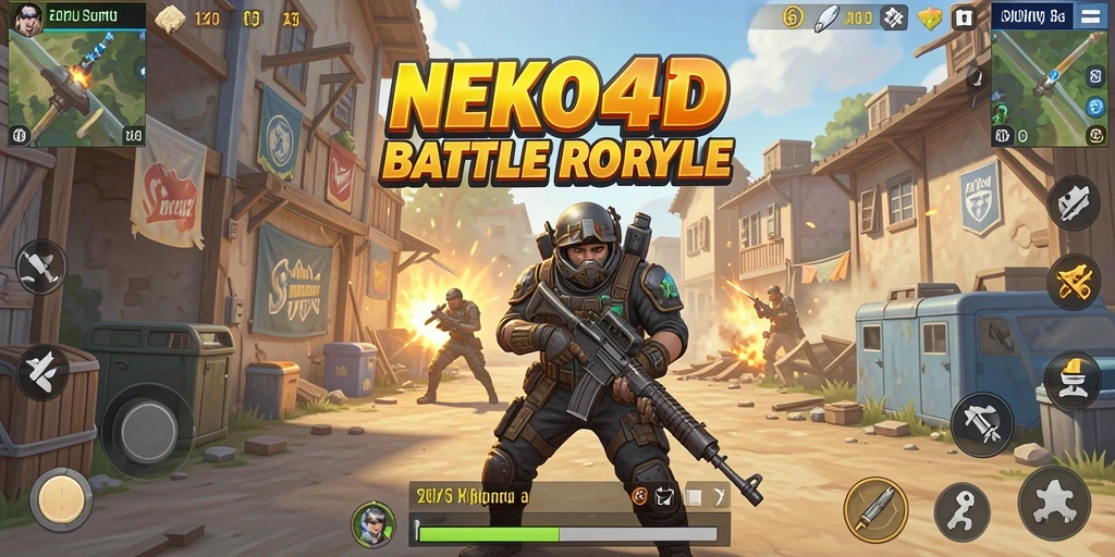 Gameplay seru di NEKO4D, aksi pertempuran Battle Royale.