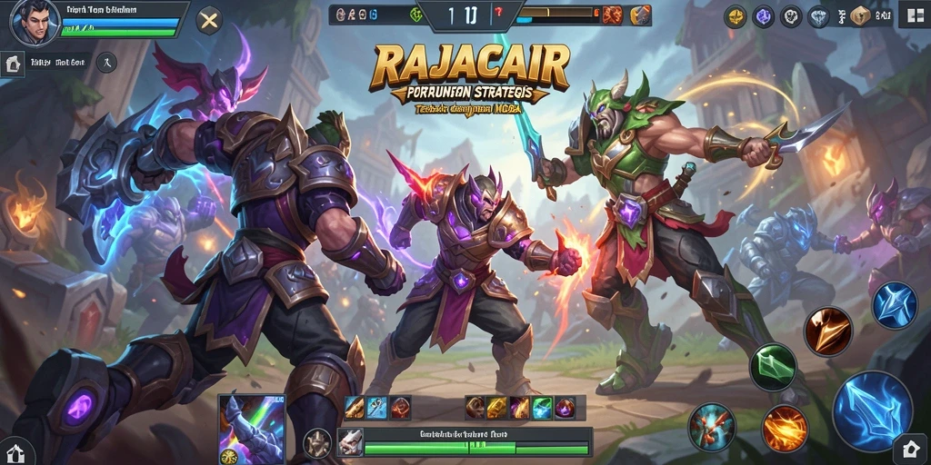 Screenshot gameplay RAJACAIR menampilkan aksi seru dan strategis dalam pertempuran MOBA.