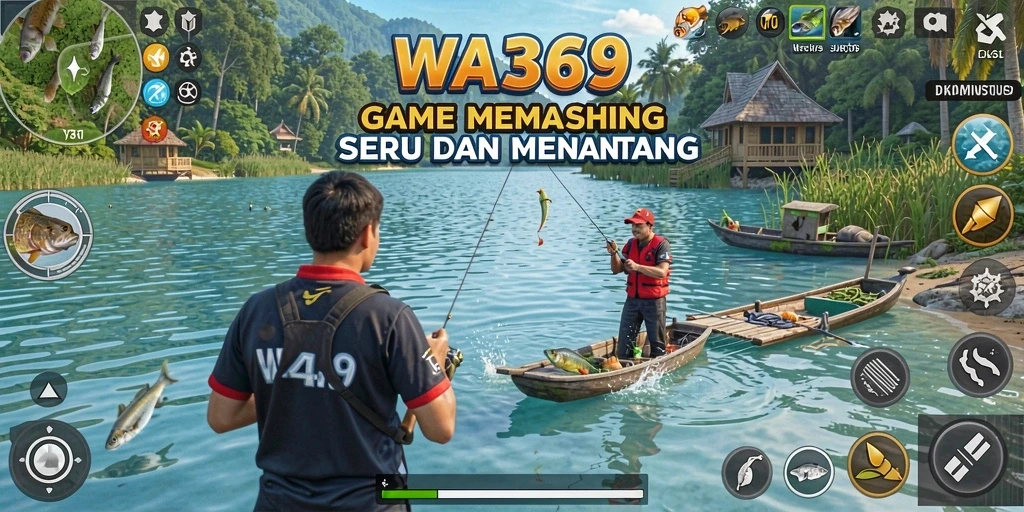 Screenshot utama gameplay WA369 dengan suasana memancing yang menakjubkan.
