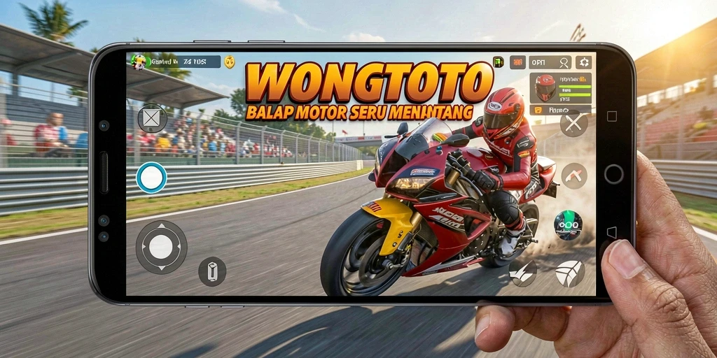 Screenshot gameplay WONGTOTO yang menampilkan balapan motor yang seru.